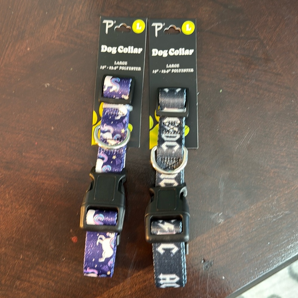 NEW 2 Large Dog Collar AC/DC and Unicorns
